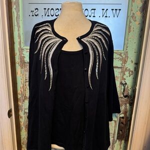 Bob Mackie Black Cardigan with Silver Accents